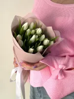 Цветы 15 белых тюльпанов 2