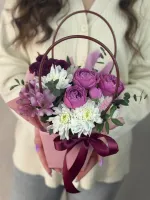 Цветы Композиция в сумочке 0