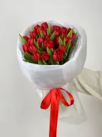 Цветы 25 красных пионовидных тюльпанов 3