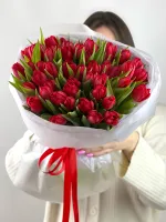 Цветы 51 красный пионовидный тюльпан 0