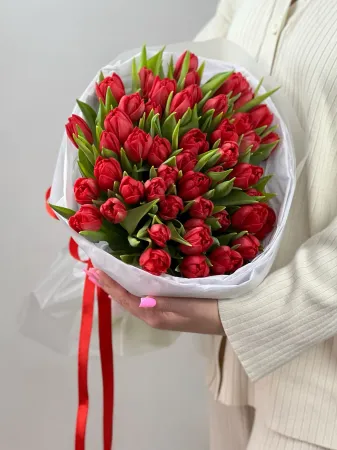 51 красный пионовидный тюльпан