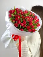 Цветы 51 красный пионовидный тюльпан 3