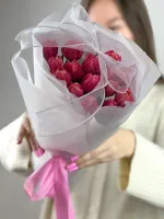 Цветы 15 розовых пионовидных тюльпанов 0