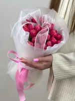 Цветы 25 розовых пионовидных тюльпанов 2