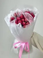 Цветы 25 розовых пионовидных тюльпанов 4