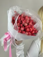 Цветы Розовые пионовидные тюльпаны 3