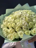 Цветы Букет из 51 белой розы Кения 4