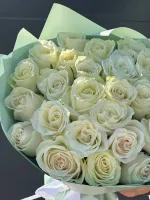 Цветы Букет из 25 белых роз Кения 4