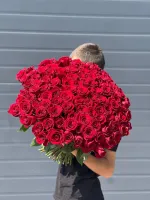 Цветы Букет из 101 красной розы Эквадор 0