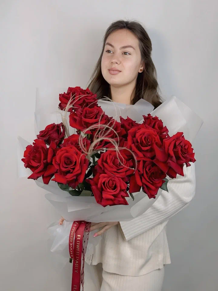 Монобукет красных японских роз