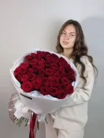 Цветы Монобукет красных роз 0