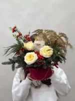 Цветы Композиция с Дедом - Морозом 1