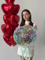 Цветы Монобукет из радужной гипсофилы 0