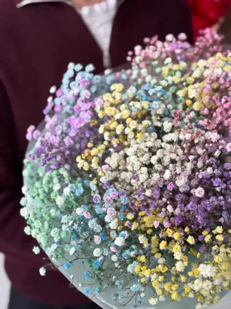 Монобукет из радужной гипсофилы