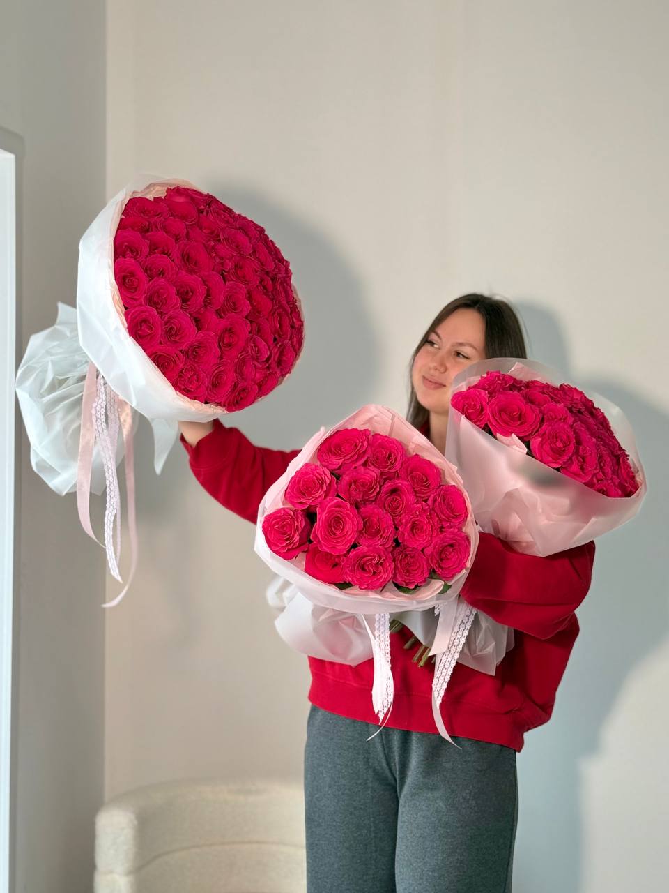 Букет розовых роз