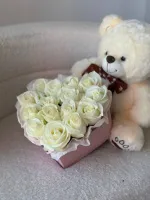 Цветы Сердце из белых роз 0