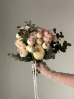 Цветы Свадебный букет кустовых пионовидных роз 4